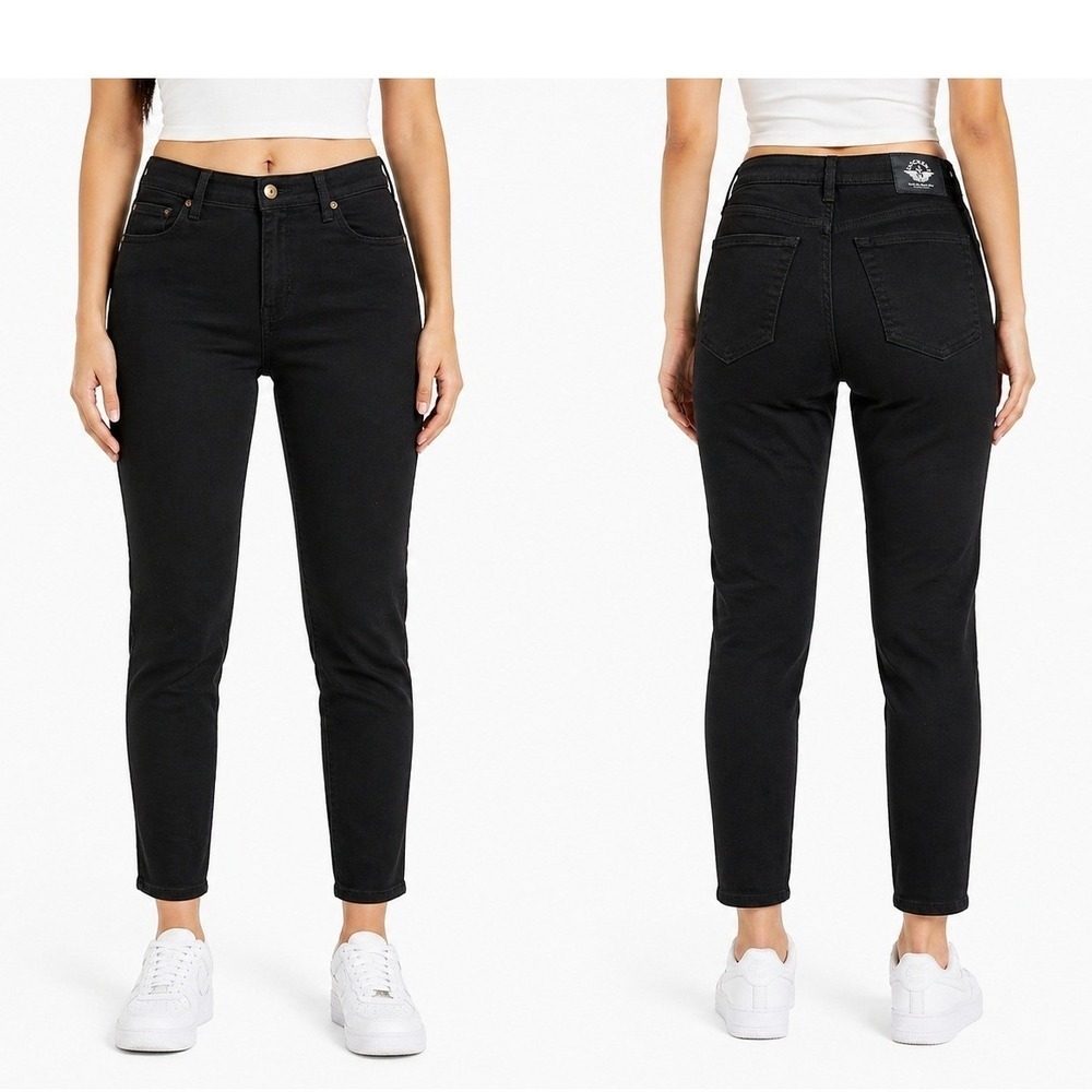 Dockers Womens Mid-Rise Skinny Jeans Black WaterLess Stretch Denim Size 27 S NEW